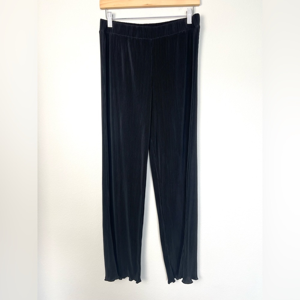 Joie Black Pleated Straight-Leg Pants